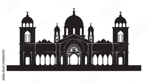 Synagogue silhouette isolated in White background