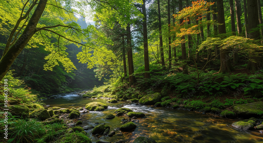 Fototapeta premium Lush Forest Creek in Autumn