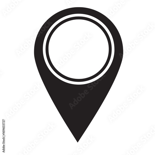 Simple black location pin icon illustrating gps mapping direction and travel concepts