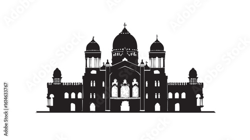 Synagogue silhouette isolated in White background