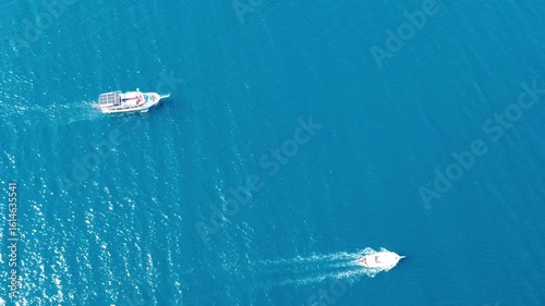 Wallpaper Mural Aerial View of Boats Floating on Tranquil Blue Sea Torontodigital.ca