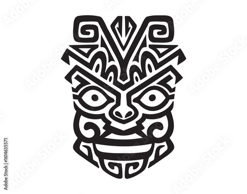 Tribal mask vector element. african tribal god or tiki totem. idol hawaiian indigenous polynesian vintage sign
