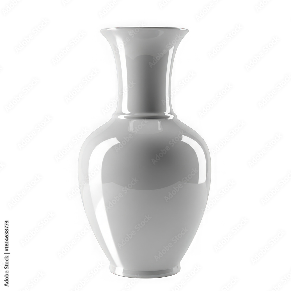 Elegant white ceramic vase for flowers isolated on transparent background Elegant white ceramic vase for flowers isolated on transparent background