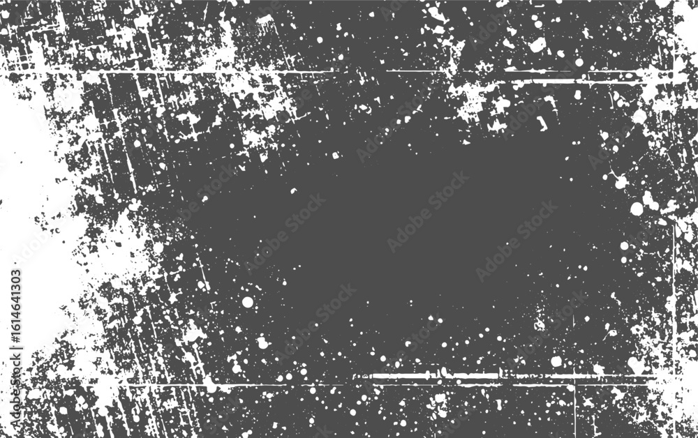 Obraz premium Grunge Distressed Black and White Texture with Cracks, Chips, and Dots on Transparent Background