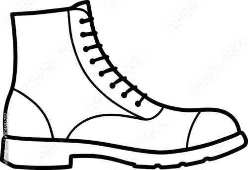army combat boots outline vector, combat boot coloring book page