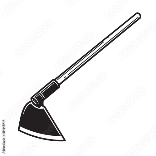 Hand drawn vintage hoe illustration representing farming gardening and agriculture concepts