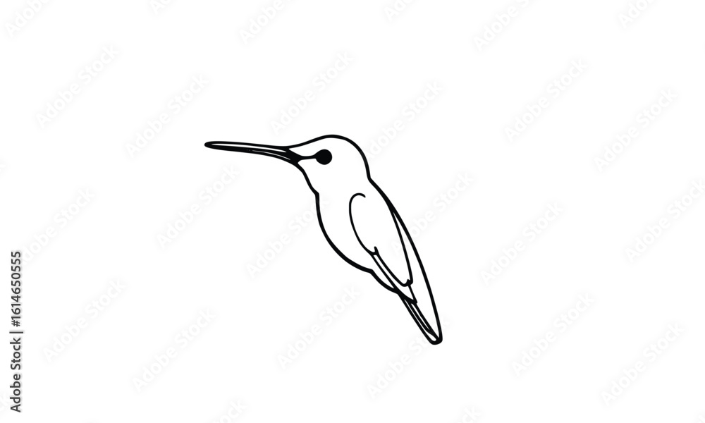 Obraz premium One-Line Minimalist Drawing of Flying Hummingbird Vector
