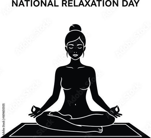 Vector art of a woman in a lotus pose meditating for national relaxation day