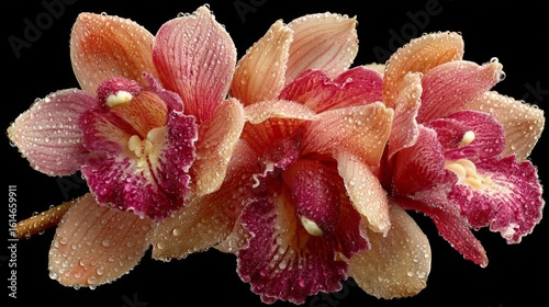 Pink and Orange Orchids with Glitter Detail