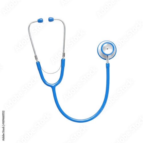3d blue stethoscope medical tool isolated on transparent background