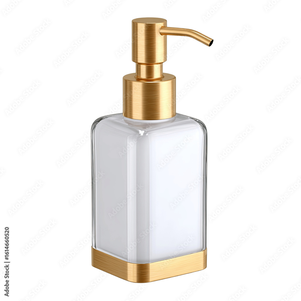 Fototapeta premium Modern Gold and White Soap Dispenser Pump Bottle