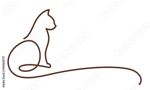 One line cat stylized symbol.