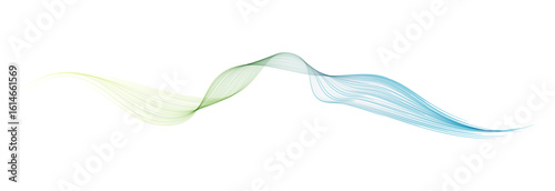 Vector abstract brush stroke wavy lines flowing smooth curve blue green gradient isolated on transparent background in concept of technology, science, music, modern.