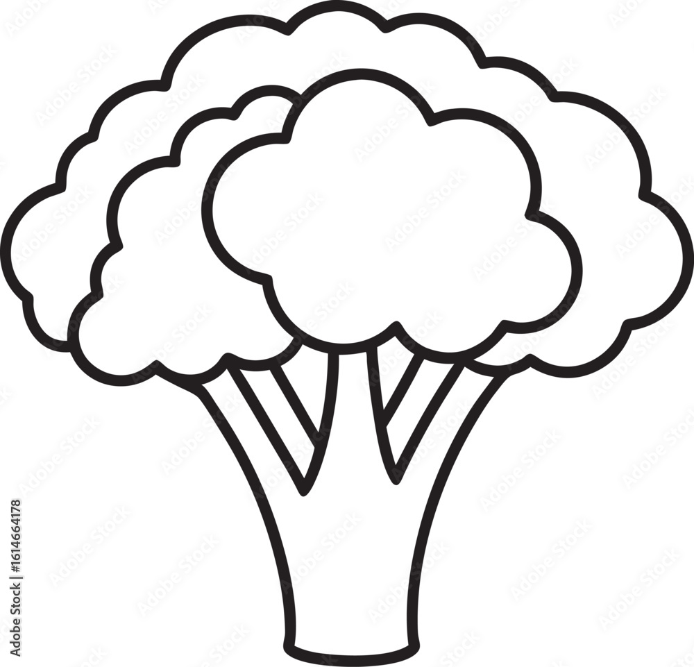 Stylized broccoli tree silhouette with intricate branching and florets
Stylized broccoli tree silhouette with intricate branching and florets