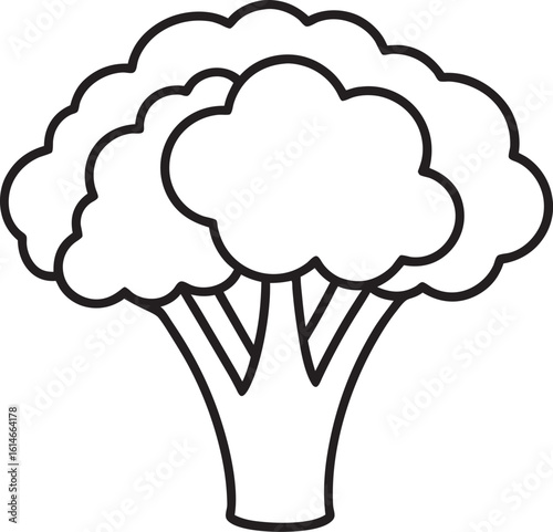 Stylized broccoli tree silhouette with intricate branching and florets
