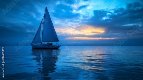 vessel blue sailboat