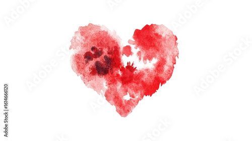 Title: Heart Palm Print Artwork Illustration Isolated on White Background for Creative and Emotional Design Use