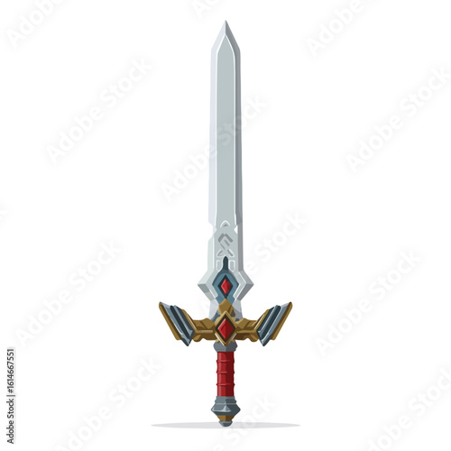 sword isolated in White Background, sword vector, Flat lay vector illustration