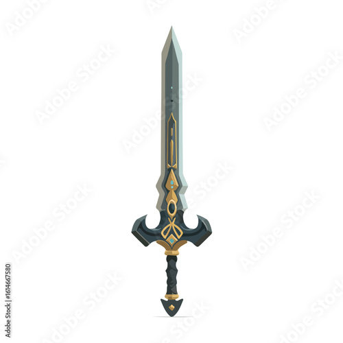sword isolated in White Background, sword vector, Flat lay vector illustration