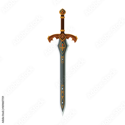 sword isolated in White Background, sword vector, Flat lay vector illustration
