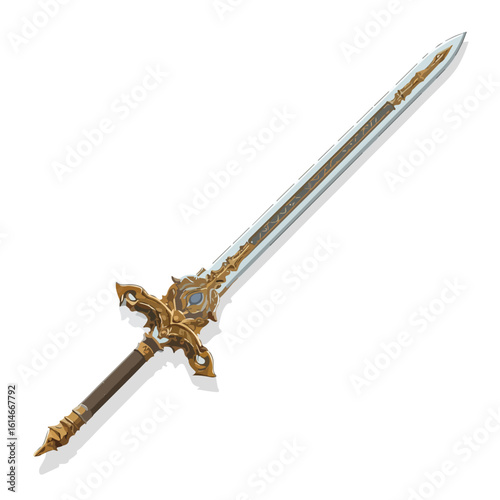 sword isolated in White Background, sword vector, Flat lay vector illustration