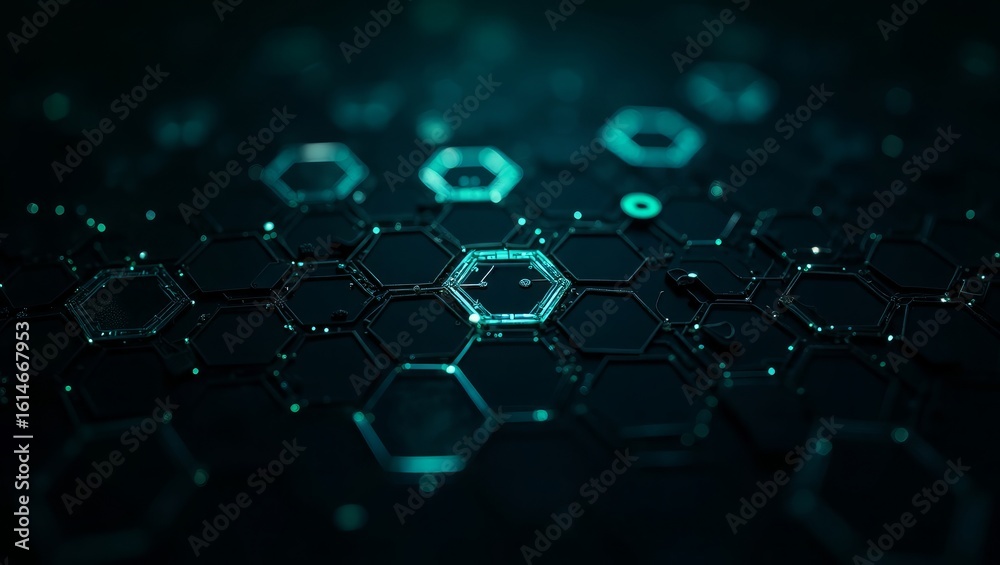 Obraz premium Glowing hexagonal network abstract background