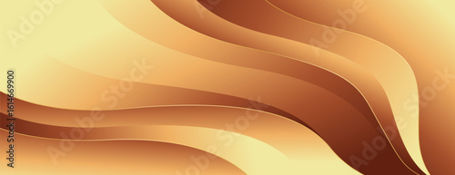 Abstract golden bronze wave background with smooth fluid curves. Luxury banner design for websites, headers, sale templates, business ads, awards, events, and more