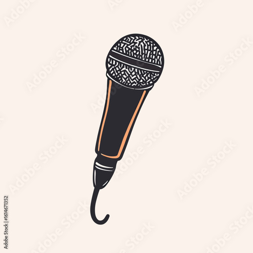 Hand drawn microphone vector illustration in doodle sketch style with simple line art and minimalist design isolated on light background for music and audio concept
