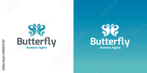 beauty water butterfly logo vector