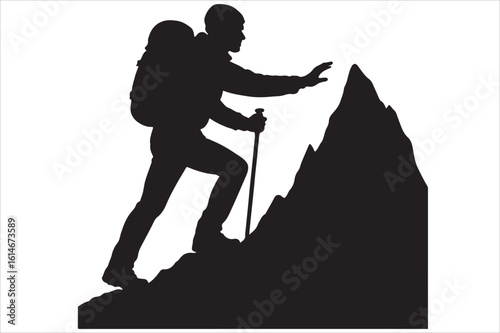 Determined Climber Reaching for Mountain Peak