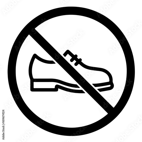 No Shoes Allowed Icon in Black and White Outline Style
