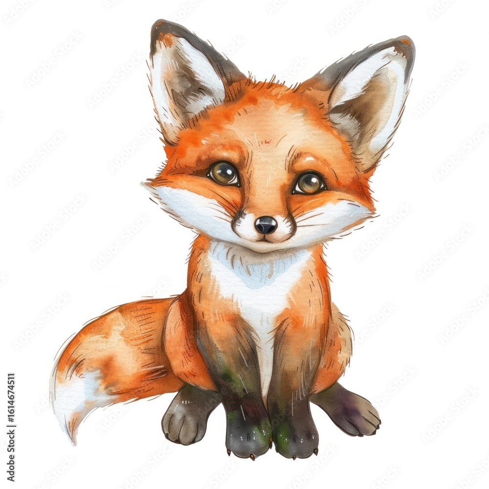 Fototapeta premium Adorable watercolor fox illustration