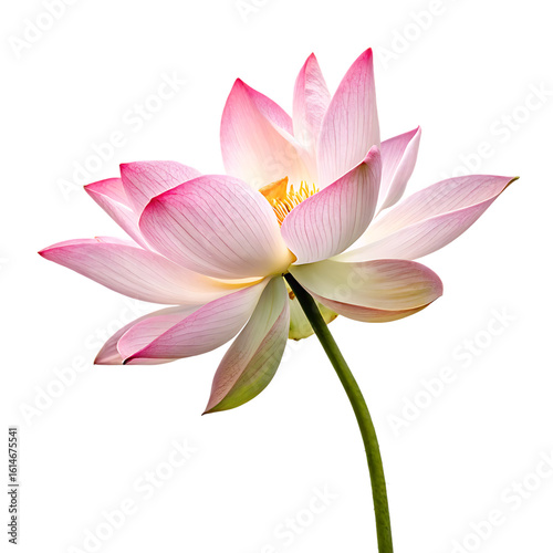Single beautiful blooming pink lotus flower isolated on a transparent background png
