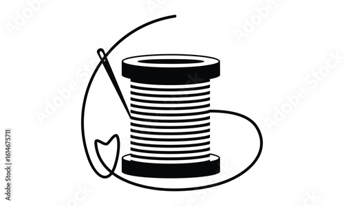 Simple tailor logo design. Sew needle sign vector illustration