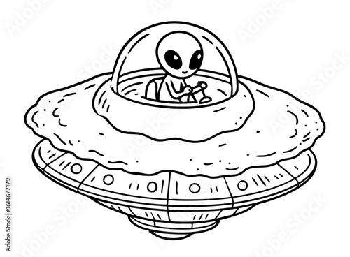 Cute Alien Piloting a UFO
