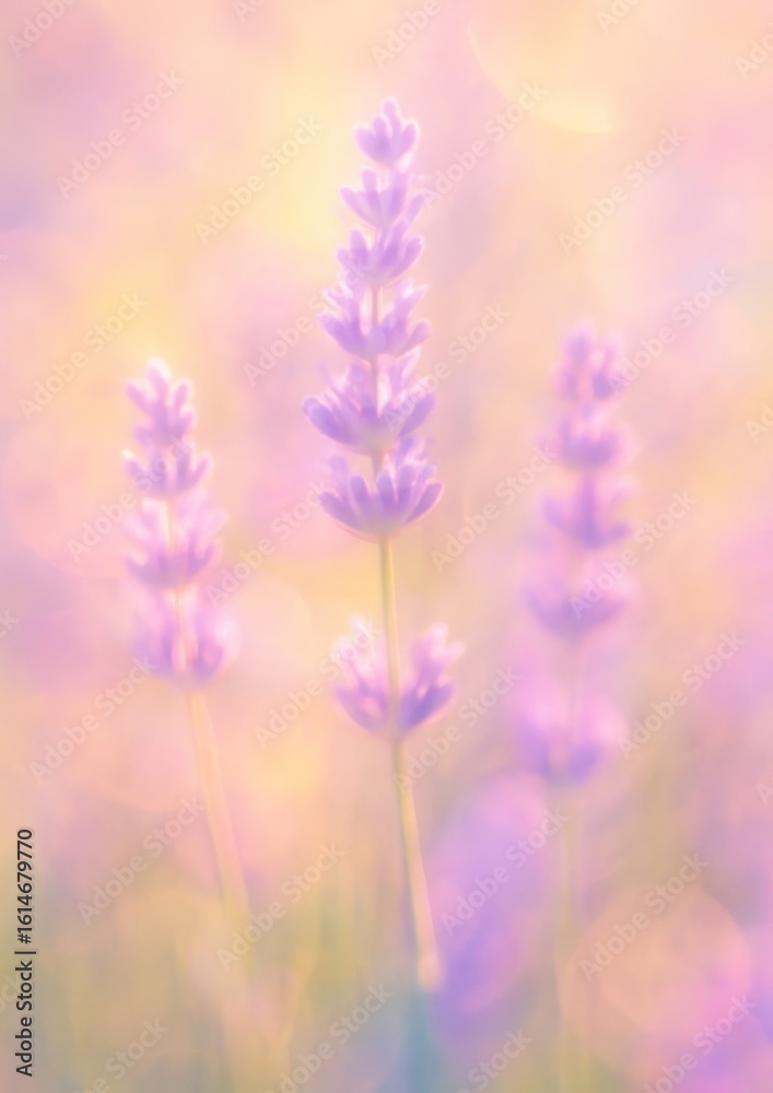 Obraz premium Dreamy lavender blossoms in sunlight.