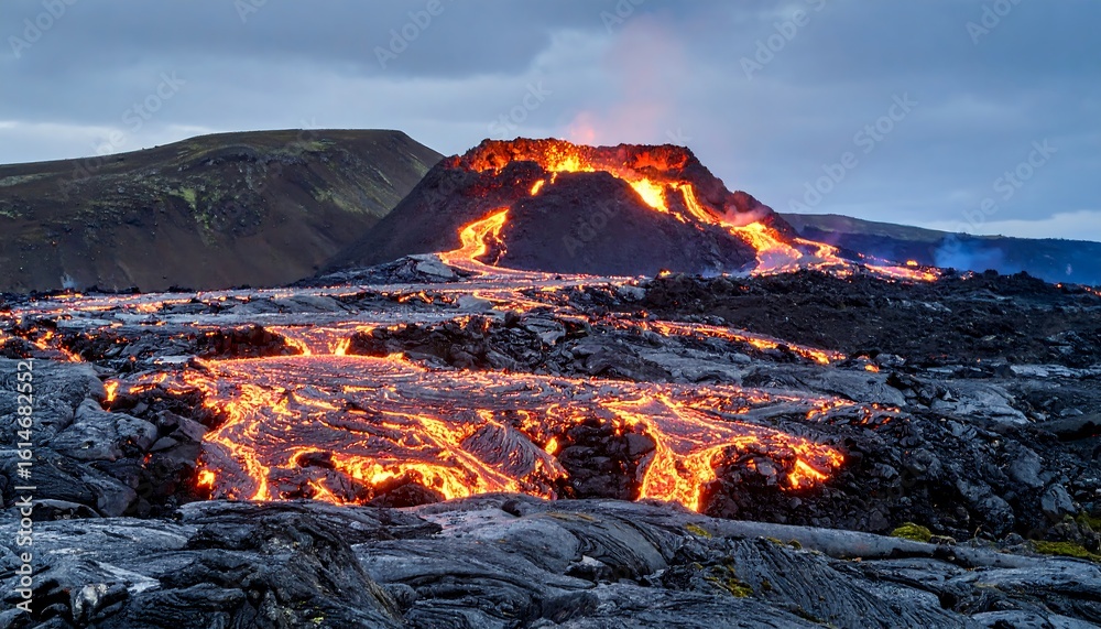 Naklejka premium Volcanic eruption landscape (2)