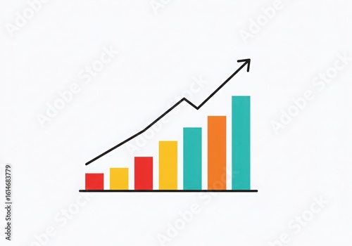 Free Download Hand drawn bar chart showing upward trend with arrow - GFXLoad