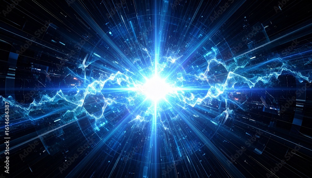 Fototapeta premium Quantum Data Flow, Tech Background. Future technology digital abstract background concept. 3d rendering
