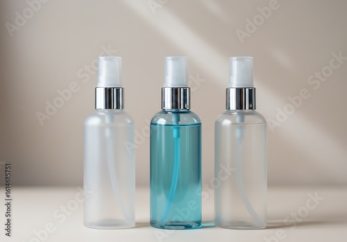 Modern and clean empty spray bottles, ready for various cosmetic or personal care uses.

