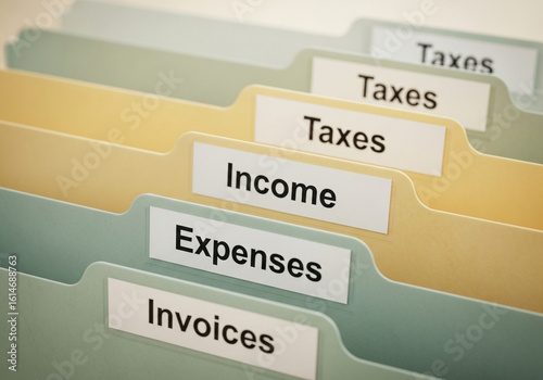 Tax Season Preparation: Organizing Financial Records into Labeled Folders.