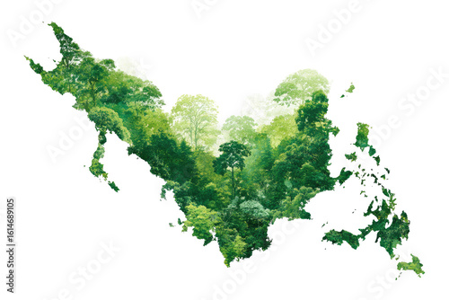 Green forest map outline