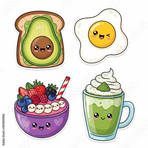 Cute Kawaii Food and Drink Sticker Set