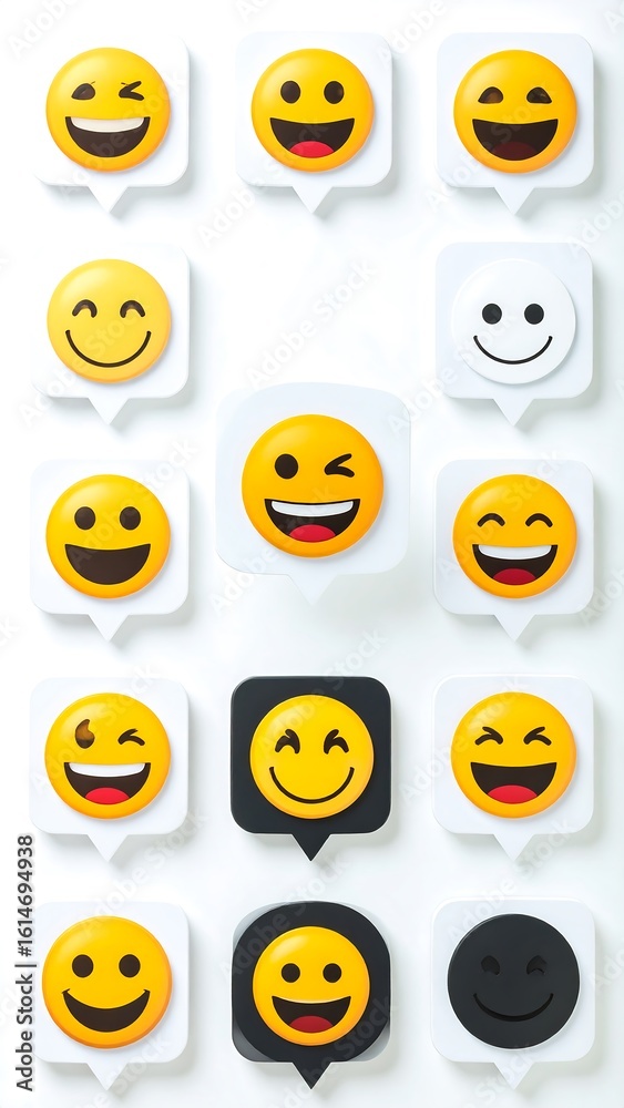 Fototapeta premium Emoji collection in speech bubbles
