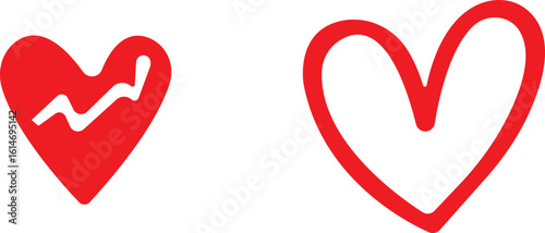 Art & IllustrationHeart icon set.Collection of heart illustration with different style. Heart shape Isolated on white background.A flat color heart set icon editable. Grunge rough brush stroke romance