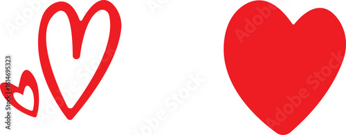 Art & IllustrationHeart icon set.Collection of heart illustration with different style. Heart shape Isolated on white background.A flat color heart set icon editable. Grunge rough brush stroke romance