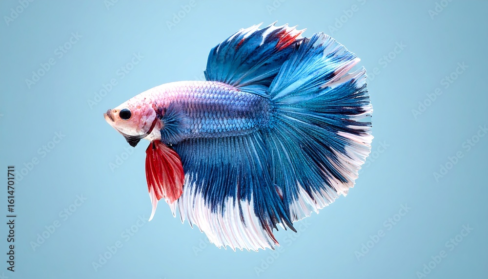 Obraz premium Vibrant Betta Fish against light blue