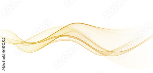 Soft Gold Gradient Transparent Wave Background. Colorful Flowing Wavy Smoke Lines isolated on white background. Vector illustration