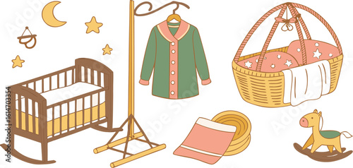 Baby nursery essentials illustration