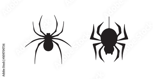 Set vector spider silhouettes icon, Halloween spider symbol design, Isolated Gray Spider Silhouette, vector illustration eps 10.
